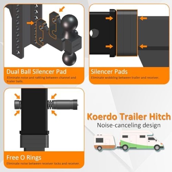 Adjustable Trailer Hitch -Drop Hitch-Tow Hitch with 2 inch Receiver-6inch - Image 9