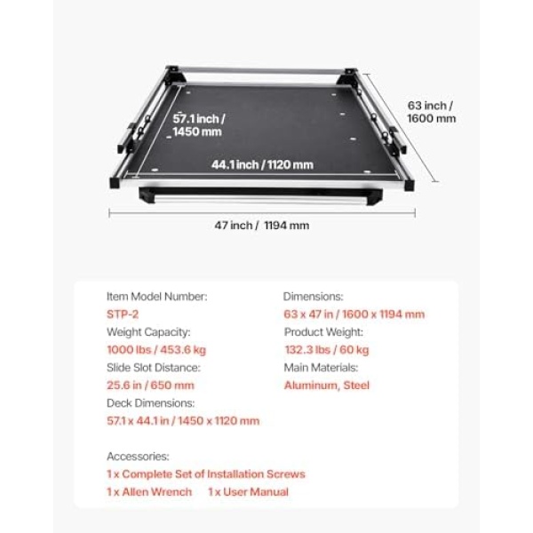 VEVOR Sliding Truck Bed Organizer, 63 x 47-Inch Heavy Duty Truck Bed Storage - Image 7