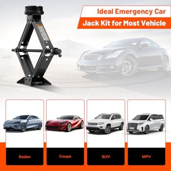 IMAYCC Car Jack 2.5 Ton/5512 lbs Universal Scissor Jack With Rubber Pad, - Image 7