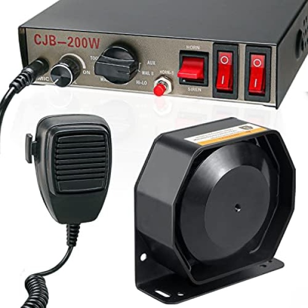 BooYu 12V 200W 9 Tones Police Warning Emergency Siren PA System