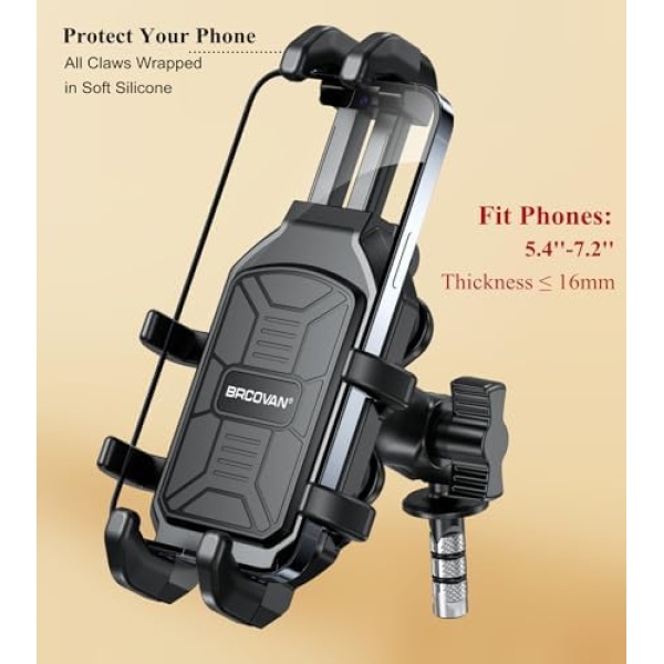 BRCOVAN Motorcycle Fork Stem Phone Mount with Vibration Dampener - Image 3
