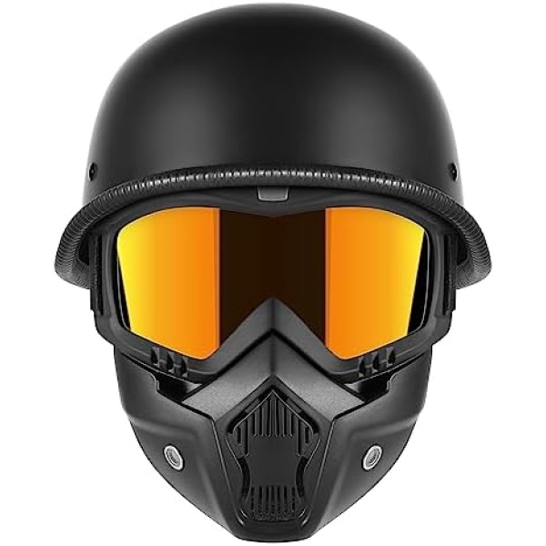 Motorcycle Half Helmets with Face Shield, German Style Motorcycle Helmet