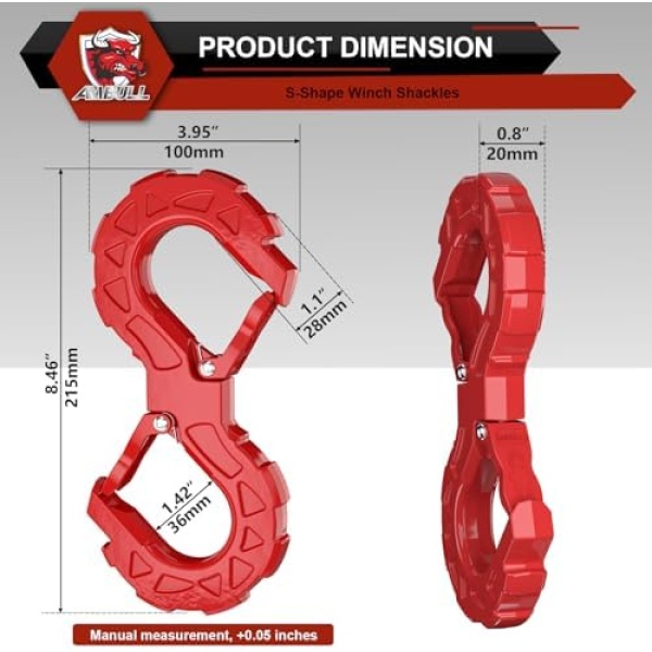 3/8 Tow Hook, Winch Hook for Off-Road Recovery, Towing Shackle 33000 Lbs - Image 2