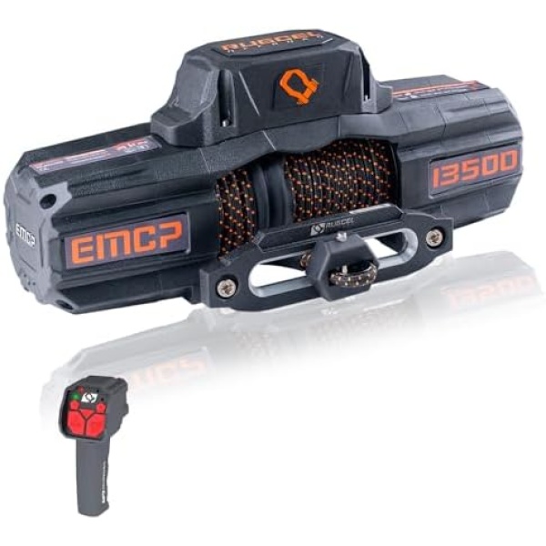 RUGCEL WINCH 12V EMCP Winch 13500lb New Waterproof Electric Synthetic Rope