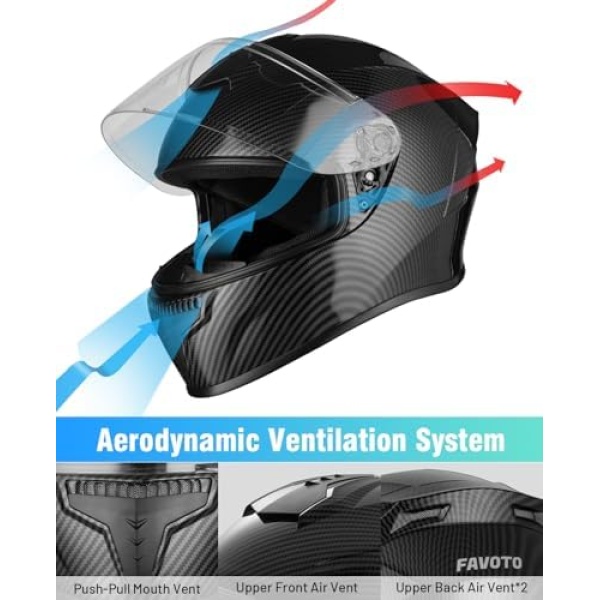 Favoto Full Face Motorcycle Helmet DOT Approved, Cascos para Motos Snowmobile - Image 4
