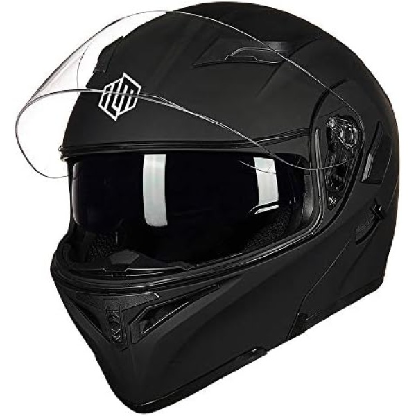ILM Motorcycle Dual Visor Flip up Modular Full Face Helmet DOT 6 Colors Model - Image 2