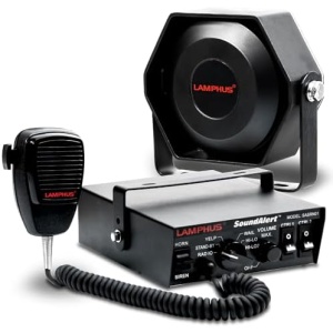 LAMPHUS SoundAlert 12V 100W Police Siren PA System Kit [Slim Speaker]