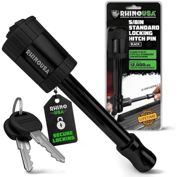 Rhino USA Trailer Hitch Pin (2 Inch) Patented 5/8" Locking Receiver Hitch Pins