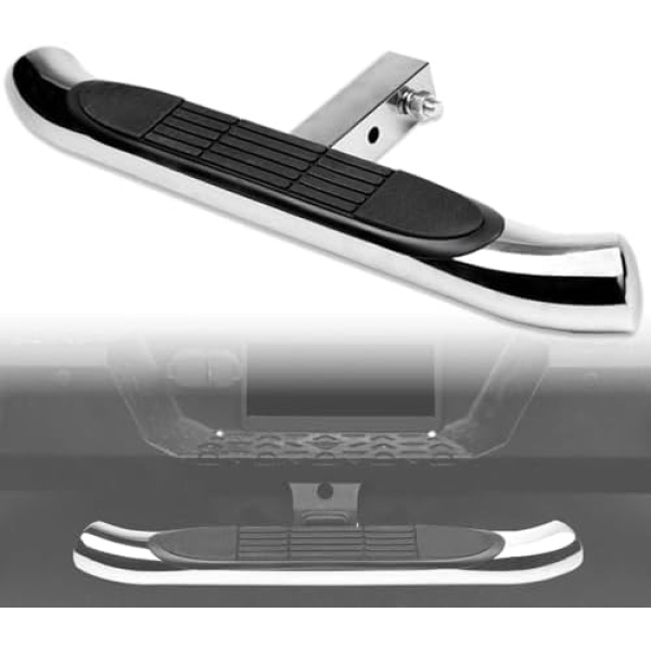 Universal 3 Inch Chrome Off Road Trailer Tow Mount Rear Hitch Step Bar Bumper - Image 2