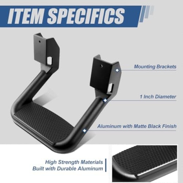 Auto Dynasty Universal Side Step for Pickups & Trucks, Aluminum, Black Coated - Image 2