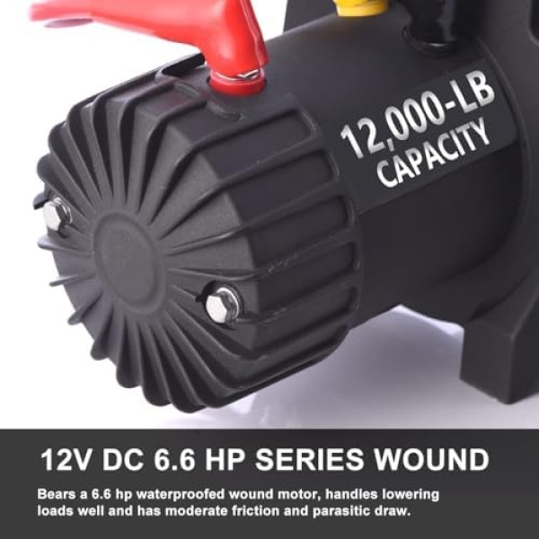 RUGCEL WINCH 12000lb 12V Truck Waterproof Electric Black Steel Rope Electric - Image 4