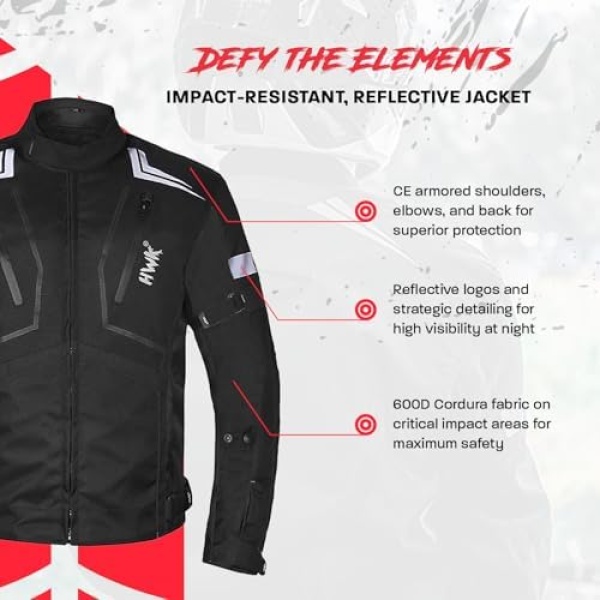 HWK Scorpion Motorcycle Jacket for Men & Women, Motorcycle Gear - Image 3