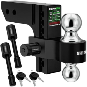 Rhino USA Adjustable Trailer Hitch (Fits 2-Inch Receiver) - Heavy Duty Aluminum