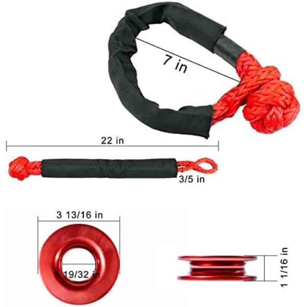 FizLig 41000 lb Recovery Ring for Winch Snatch - Heavy Duty Synthetic Rope Soft - Image 7