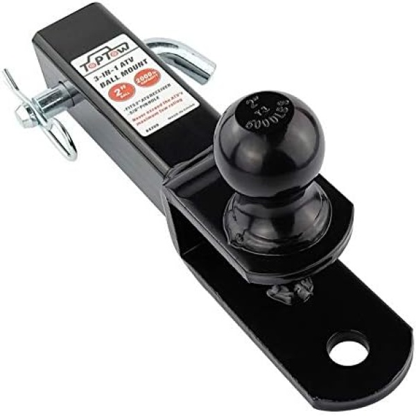 TOPTOW ATV/UTV Trailer Hitch Towing Ball Mounts, 2-Inch Ball, Clevis Pin