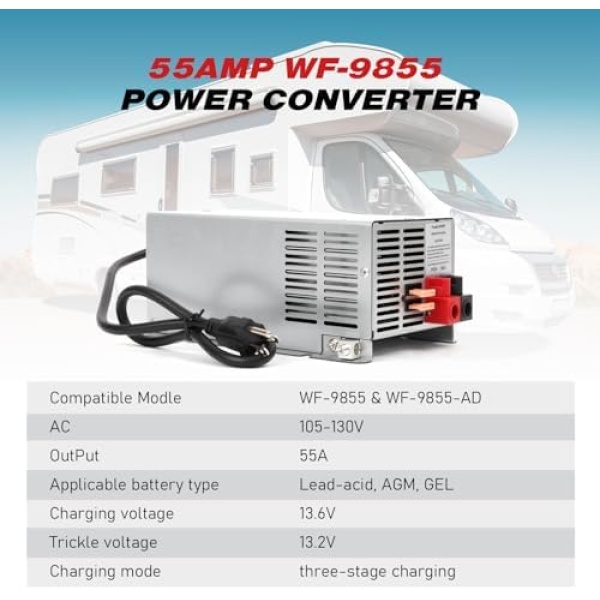 WF-9855,55 Amp RV Power Converter for Lead-Acid Battery,Compatible - Image 2