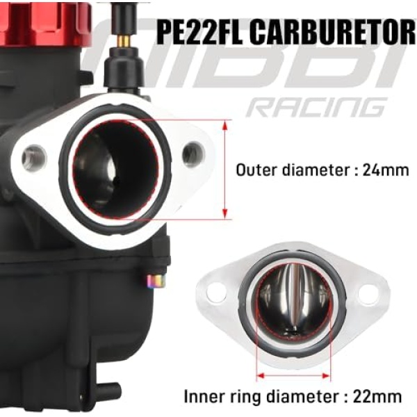 NIBBI PE22FL Carburetor, 22mm Carburetor fit 125cc 130cc 140cc Flange Motorcycle - Image 3
