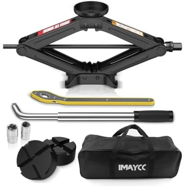 IMAYCC Car Jack 2.5 Ton/5512 lbs Universal Scissor Jack With Rubber Pad,