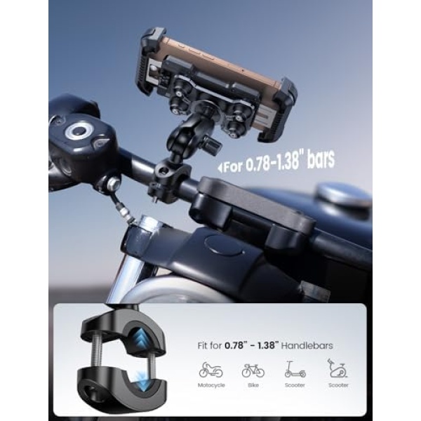 Lamicall Motorcycle Phone Mount Holder - [Dual Vibration Dampener] - Image 4