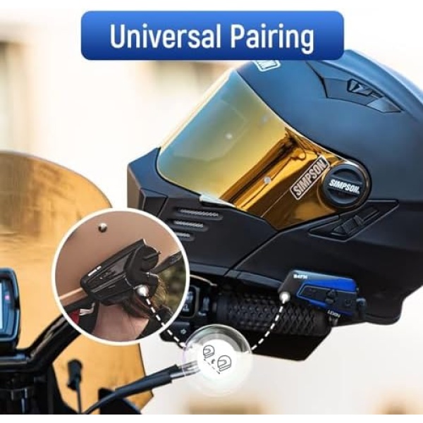 LEXIN B4FM Motorcycle Bluetooth Headset, 10 Riders Helmet Bluetooth Intercom - Image 6