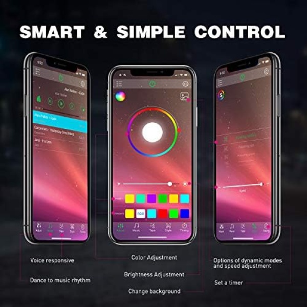 Nilight RGB LED Rock Lights Kit, 4 pods Underglow Multicolor Neon Light Pod - Image 4