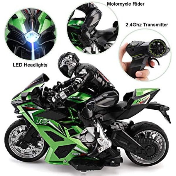 Liberty Imports 2.4G RC Remote Control Stunt Motorcycle with Riding Figure - Image 3