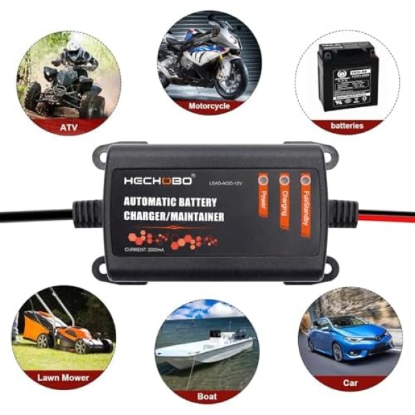 12v 2A Battery Charger, Trickle Charger for Lawn Mower Battery, Motorcycle, car - Image 7