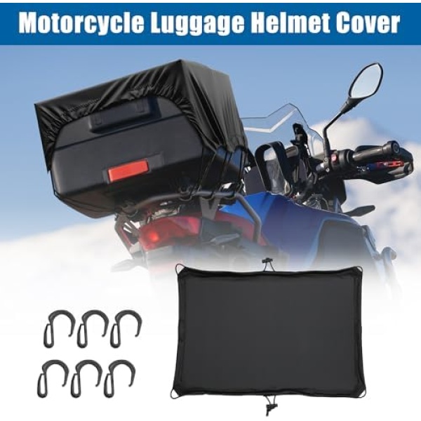 X AUTOHAUX 1 Set Motorcycle Luggage Net Helmet Cover 24"x17" Elastic Waterproof - Image 2