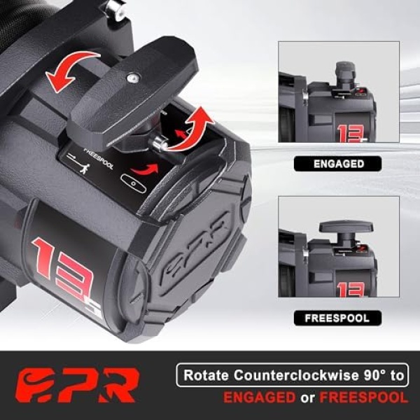 OPENROAD 13500 lb Recovery Winch with Synthetic Rope and 2 Wireless Remotes - Image 3