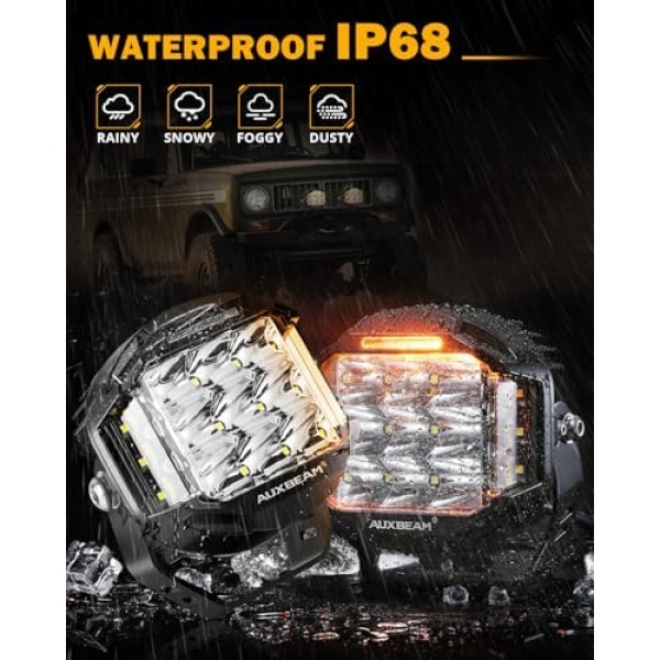 Auxbeam V-MAX Series 5 in LED Light Pods, 168W Offroad Side Shooter Round - Image 5