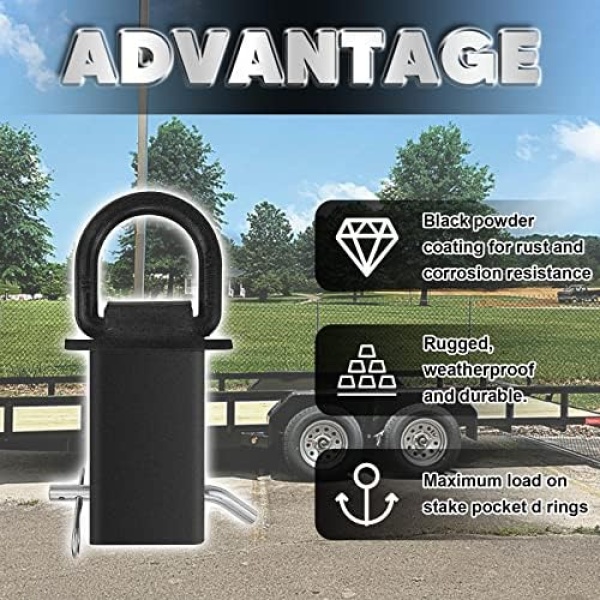Stake Pocket D Rings 4Pcs 18000lbs Heavy Duty Removable D-Ring Stake Pocket Tie - Image 7