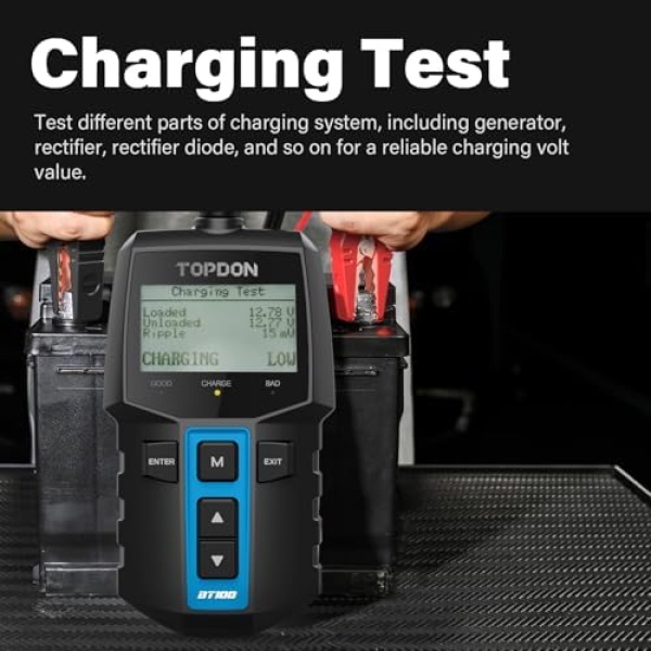 TOPDON BT100 Car Battery Tester 12V Load Tester, 100-2000 CCA Automotive - Image 5