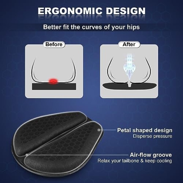 Foldable Motorcycle Seat Cushion with Sunshade Cover, Large 3D-Honeycomb - Image 6