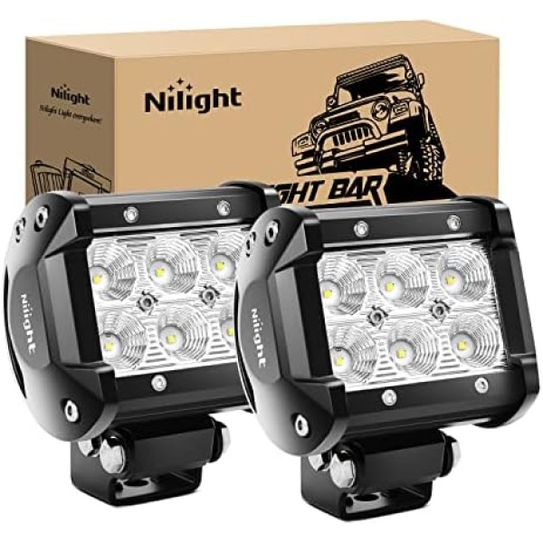 Nilight Led Pods 2Pcs 18W 1260LM Flood Led Off Road Lights Super Bright Driving