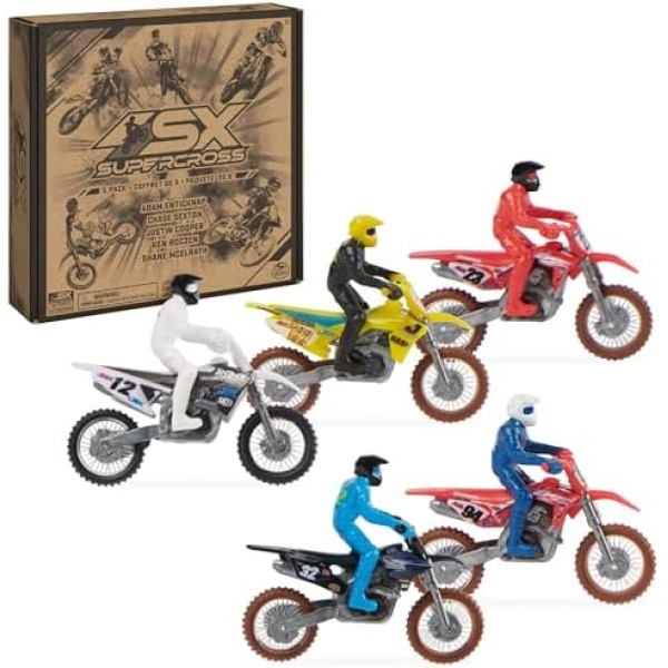 Authentic 5-Pack of 1:24 Scale Die-Cast Motorcycles with Rider Figure, Toy Moto