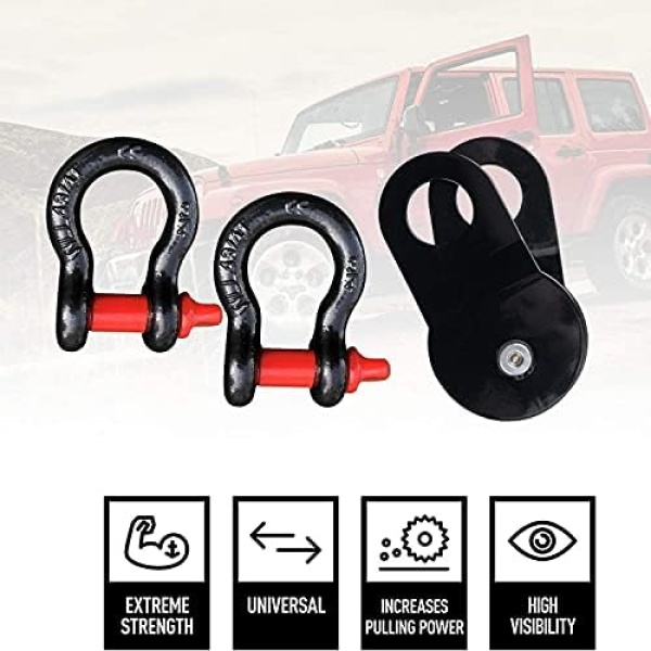 11Pcs Recovery Gear Offroad 4x4 kit-3 Pk Snatch Straps+2 D-Shackles+Snatch - Image 4