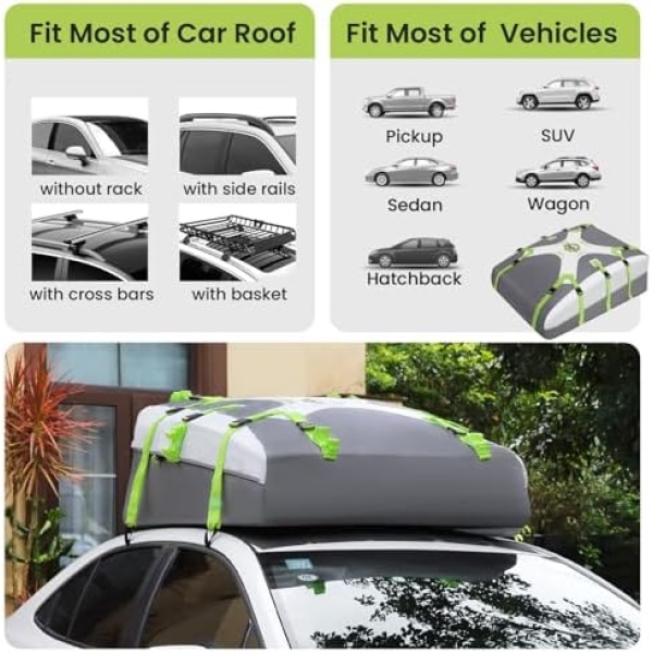 Sailnovo Car Roof Bag Cargo Carrier 20 Cubic,Waterproof Cargo Roof Bag for All - Image 6