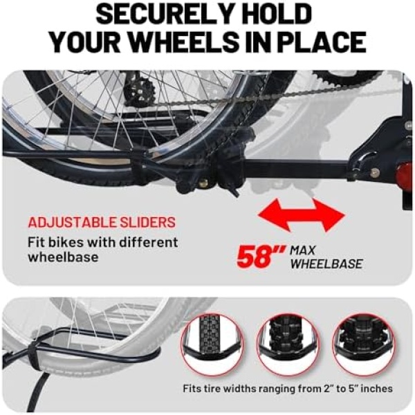 Young 200 lbs. 2 Bike Rack Hitch Mount Platform Style for Cars Trucks SUVs - Image 3