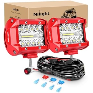 Nilight LED Light Bar 2PCS 60W 4Inch Triple Row Spot Flood Combo Lights