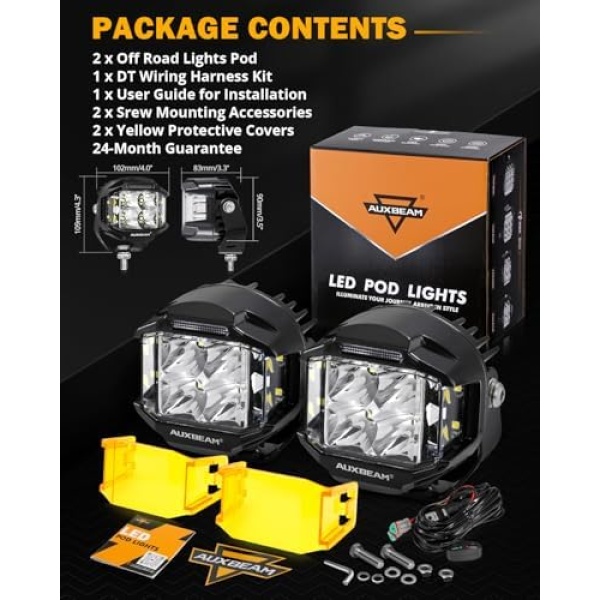Auxbeam 4 Inch V-MAX Series LED Pods with Side Shooter, 92W Round Offroad - Image 9