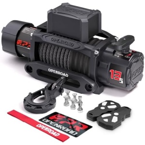 OPENROAD 13500 lb Recovery Winch with Synthetic Rope and 2 Wireless Remotes