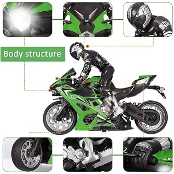 Liberty Imports 2.4G RC Remote Control Stunt Motorcycle with Riding Figure - Image 2