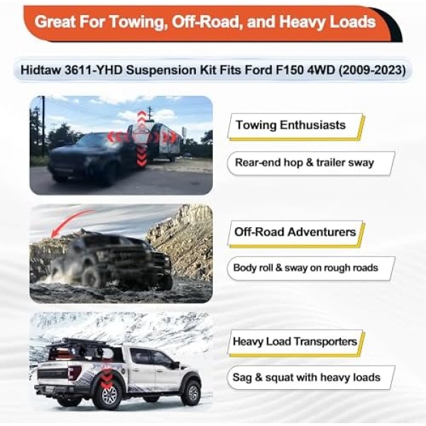 3611-YHD Heavy Duty Rear Leaf Spring Suspension Enhancement Kit,Fits Ford F-150 - Image 2