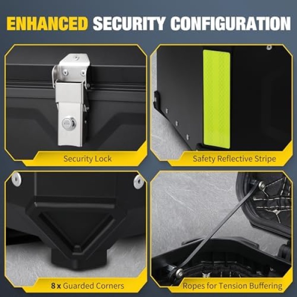 Motorcycle Top Case, 65L Aluminum Motorcycle Top Box with Anti-Theft Lock - Image 6
