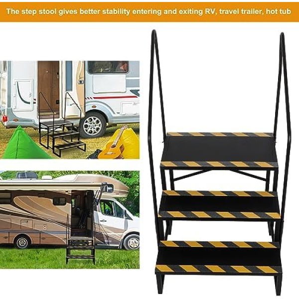 RV Steps with Handrails 3 Steps Mobile Home Stairs Outdoor RV Step Ladder with - Image 8