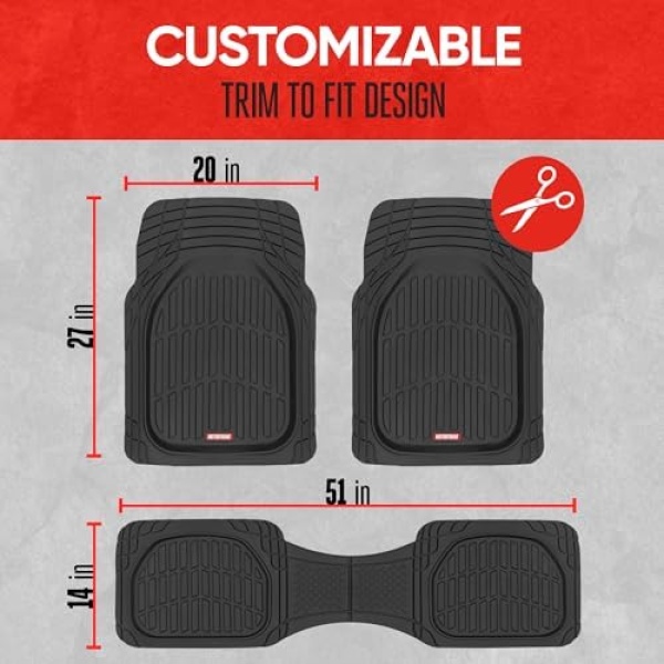 Motor Trend FlexTough Floor Mats for Cars, Black Deep Dish All-Weather Mats - Image 6