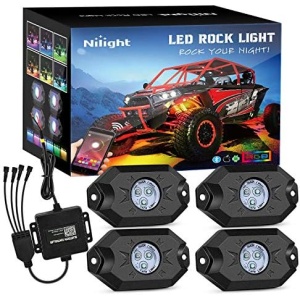 Nilight RGB LED Rock Lights Kit, 4 pods Underglow Multicolor Neon Light Pod