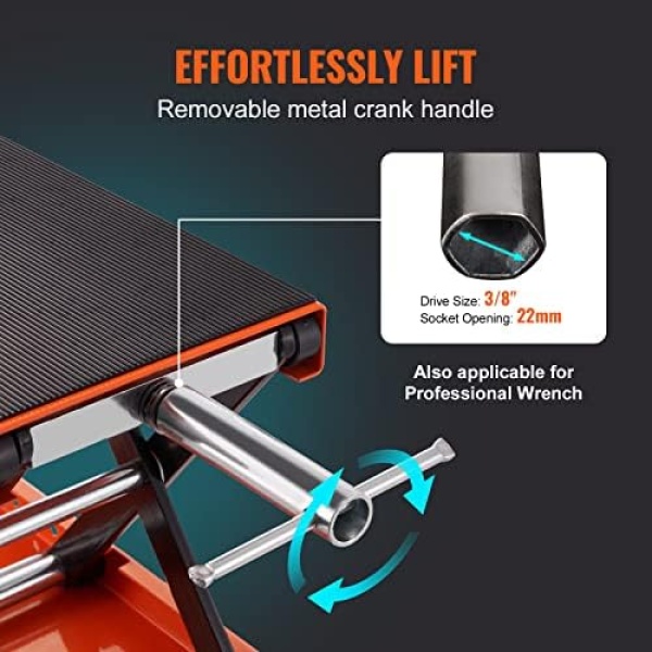 VEVOR Motorcycle Lift, 1100 LBS Motorcycle Scissor Lift Jack with Wide Deck - Image 5
