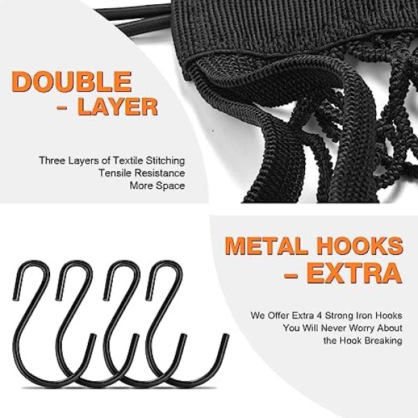 Upgrade Cargo Net for Motorcycle Helmet Storage, 10"X11" High-Elastic Double - Image 2
