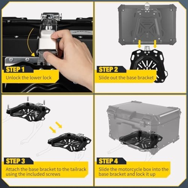 Motorcycle Top Case, 65L Aluminum Motorcycle Top Box with Anti-Theft Lock - Image 7